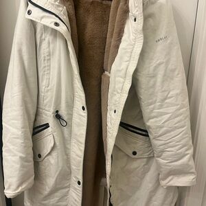 ONBLAT Women's White Coat with Faux Fur Lining